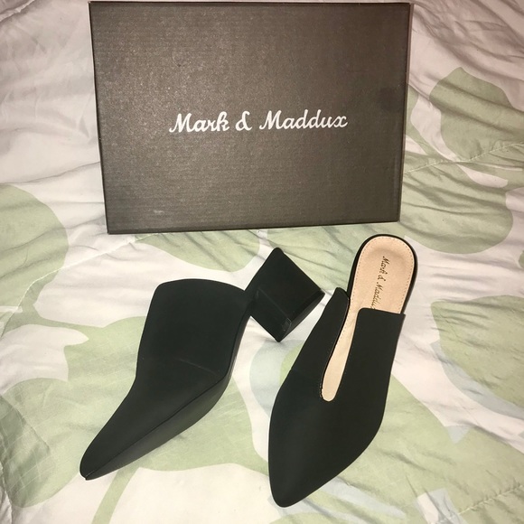 Mark & Maddux Shoes - NWT Low Heel Mules Faux Suede Slides